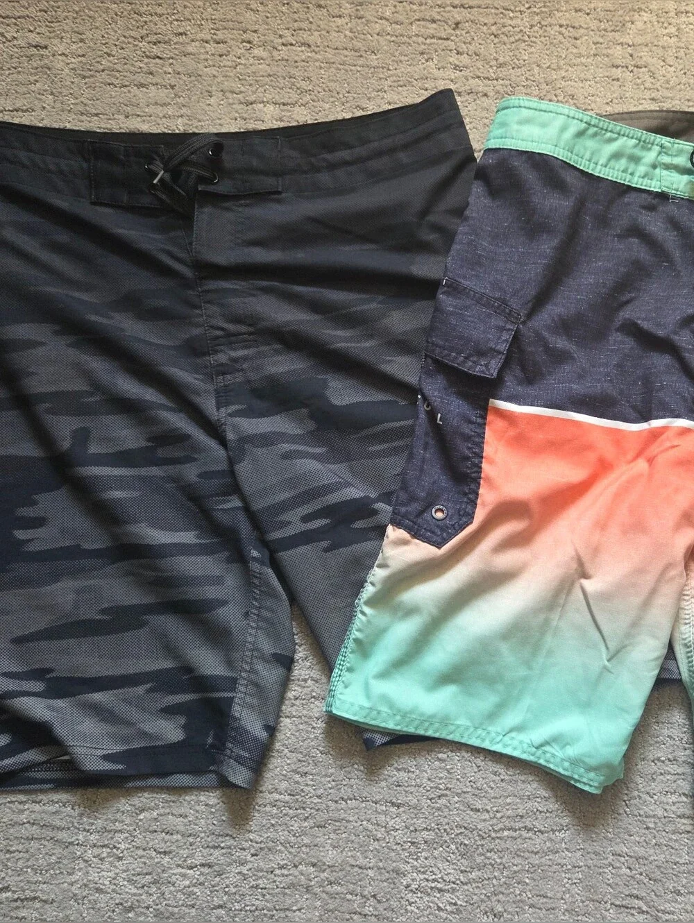 Rip Curl Colorblock Swim Trunks - Teal, Coral, Navy